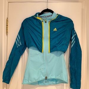 Adidas Women's Teal and Light Blue Running Jacket